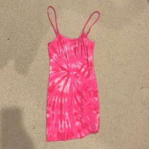 Forever 21 Pink and White Tie Dye Bodycon Dress. CUT SHORT TO KNEE LENGTH